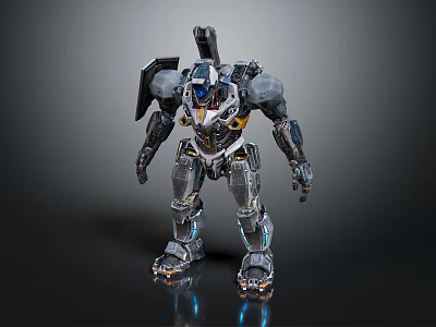 Detailed 3D Rendered Biomechanical Sci Fi Character With Metallic Armor And Glowing Accents 3d model