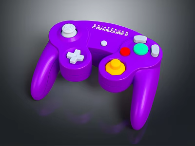 Stylish Purple Game Controller With Colorful Buttons And Ergonomic Design 3d model