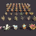 Diverse Collection of Potted Plants with Colorful Flowers and Green Leaves