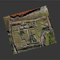 Ancient Archaeological Site Model With Structural Layout Red Soil Terrain And Green Vegetation