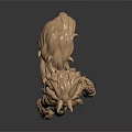 Detailed Mythical Creature Sculpture With Horns Muscular Body And Tail In Standing Pose 3d model
