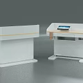 White Modern Console Desk With Screen And Sleek Service Counter Design 3d model
