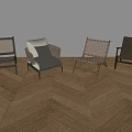 Modern Leisure Chairs With Rattan Woven Design Wooden Frames And Soft Beige Cushions