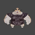 Muscular Hamster Wearing T Shirt With I HATE LOUD KIDS Text And Cushion Fun