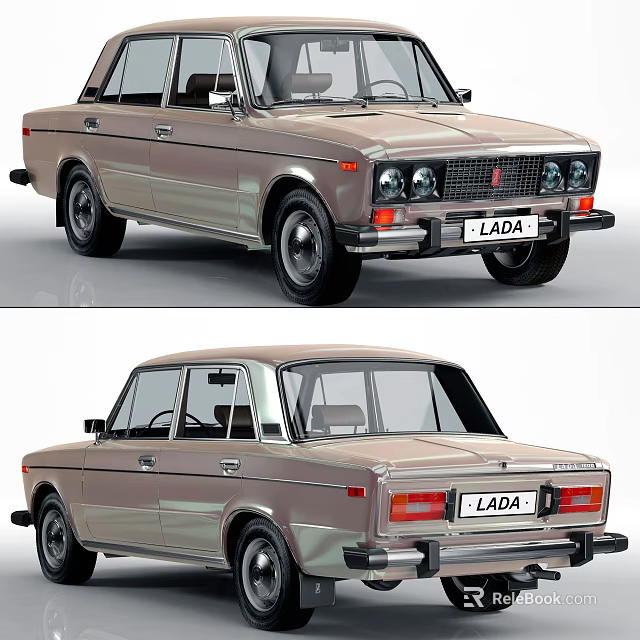 Classic LADA Car Front And Rear Views 3d model