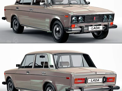 Classic LADA Car Front And Rear Views 3d model