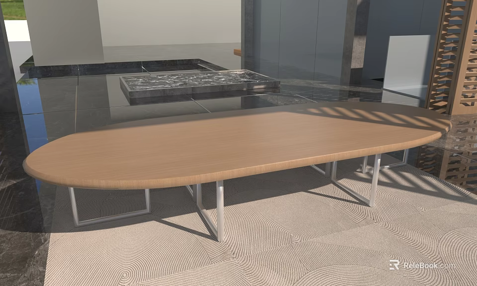 Modern Public Chair With Wooden Top And Metal Legs For Public Spaces 3d model 