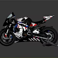 Modern Sport Motorcycle With Sleek Black White Blue Body Streamlined Frame And Racing Wheels