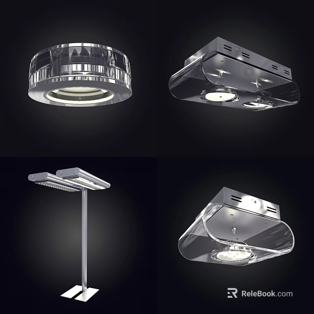 Stylish Modern Ceiling Lights With Metallic Frames Transparent Covers And Various Designs 3d model 