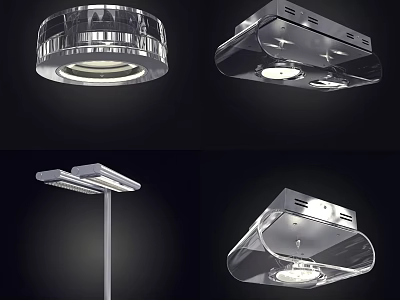 Stylish Modern Ceiling Lights With Metallic Frames Transparent Covers And Various Designs 3d model