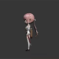 Pink Haired Elf Archer Character With Green Eyes And Bow