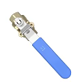 Brass Ball Valve With Blue Handle And Silver Metal Lever Components