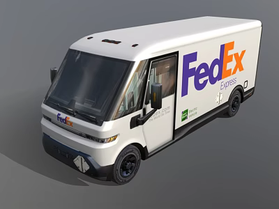 White FedEx Express Delivery Van With Company Logo And Exterior Features 3d model