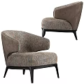 Modern Single Sofa With Textured Fabric Curved Armrest And Black Slender Legs