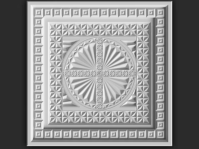 Elegant Decorative Ceiling With Intricate Geometric Patterns Circular Center And Layered Borders 3d model