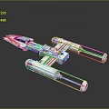 Futuristic Sci Fi Spaceship Model With Sleek Design And Silver Red Details