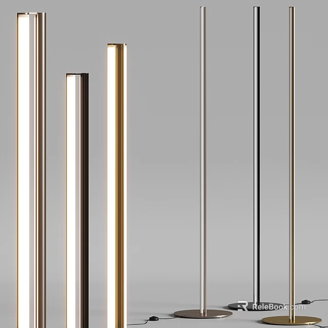 Modern Floor Lamp Designs With Gold Silver And Black Metal Frames 3d model 