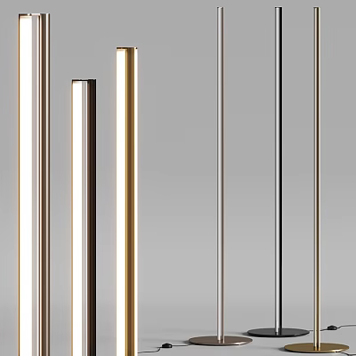 Modern Floor Lamp Designs With Gold Silver And Black Metal Frames 3d model