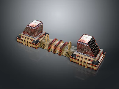 Elegant Striped Stackable Home Storage Boxes With Layered Structure And Decorative Design 3d model