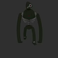 Green Robot Game Movie Character With Long Arms Red Eye And Skeleton Structure