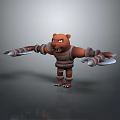 Fierce Bear Shaped 3D Character With Armor And Blade Arms Design