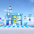 HELO Magic Mirror Photo Check-in Spot With Golden Trophy Circular Display Windows And Cartoon Character