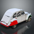 Snow Covered Vintage Classic Car With White Body Red Bumper And Green Wheels