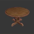 Classic Wooden Round Table With Intricate Carved Legs And Smooth Surface