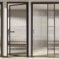Modern Ribbed Glass Doors With Black Frames For Interior Space Design 3d model