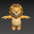 Cute 3D Cartoon Lion Character With Brown Mane And Open Arms