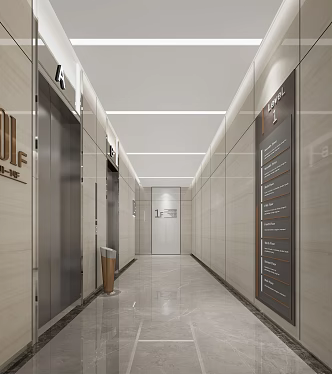 modern elevator hall 3d model