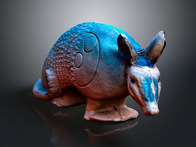 Unique Armadillo Sculpture With Blue Brown Detailed Texture Artistic Design 3d model