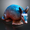 Unique Armadillo Sculpture With Blue Brown Detailed Texture Artistic Design