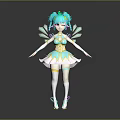Colorful Fairy Character With Turquoise Pigtails Green Wings And Teal Yellow Dress