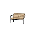 Modern Public Bench With Wooden Slats And Metal Frame For Outdoor Use