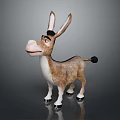Cartoon Donkey With Large Ears Friendly Expression Brown And White Standing On Reflective Black Background 3d model