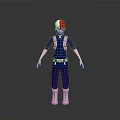 3D Character Model With Red And White Hair Blue Uniform White Boots And Suspenders