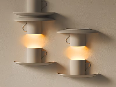 Modern Minimalist Wall Lamp With Cup And Saucer Stacked Design Warm Glow 3d model