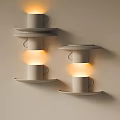 Modern Minimalist Wall Lamp With Cup And Saucer Stacked Design Warm Glow
