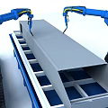 Precision Industrial Robotic Arms Handling Metal Sheets on Factory Production Line