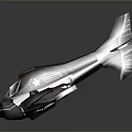 Futuristic Silver Metallic Aircraft Model With Sleek Wings And Reflective Surface