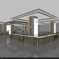 Elegant Jewelry Store in Shopping Mall with Glass Display Counters Model Posters and Modern Lighting