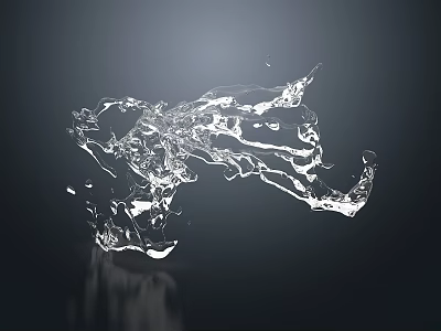Transparent Water Splash Dynamic Motion With Light Reflection On Dark Background 3d model