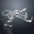 Transparent Water Splash Dynamic Motion With Light Reflection On Dark Background 3d model