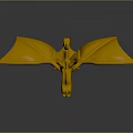 Cartoon Dragon Game Character With Yellow Body Orange Wings And Red Eyes On Black Surface