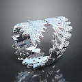 Elegant Silver Leaf Design Ring With Intricate Pattern And Sparkling Crystal Accents