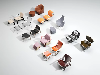 Assorted Recliners Collection Featuring Various Colors Designs Materials And Styles 3d model