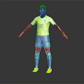A Man Wearing Yellow Brazilian Football Jersey Number 10 Blue Shorts Socks And Yellow Boots