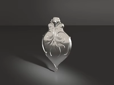 Exquisite Silver Jewelry Pendant With Intricate Floral Carvings And Ornate Design 3d model