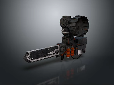 Industrial Style Lighting Combination With Gear Chain Metal Design And Orange Accents 3d model